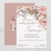 Gedroogd Floral Boho Blush Roos Gold Vrijgezellenf Kaart (Voorkant / Achterkant)