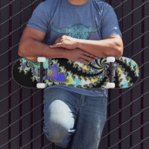 Gedroogd Fractal Black en Multicolor Skateboard