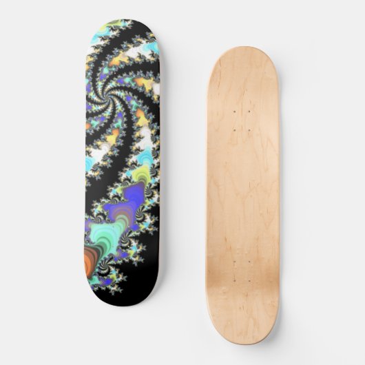 Gedroogd Fractal Black en Multicolor Skateboard (Voorkant)