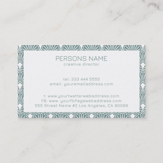 Gedroogd groen en wit  Kunstdecopatroon Visitekaartje (Achterkant)