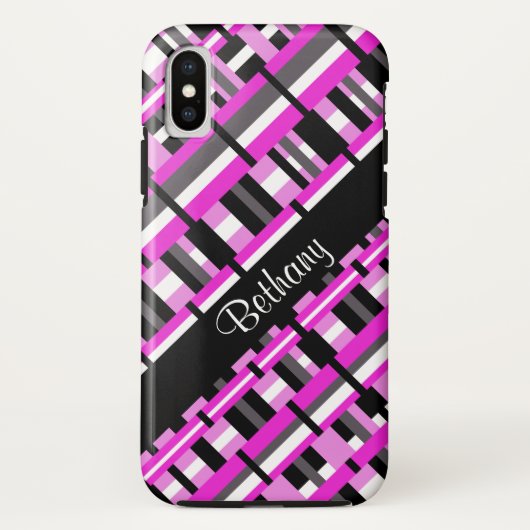 Gedroogd in roze, zwarte & grijze persoonlijke naa Case-Mate iPhone case (Achterkant)