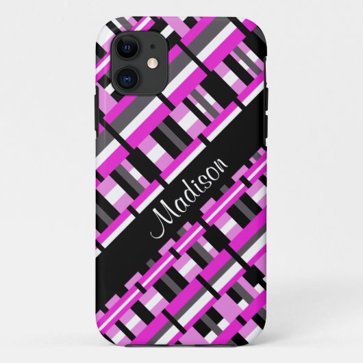 Gedroogd in roze, zwarte & grijze persoonlijke naa Case-Mate iPhone case (Achterkant)