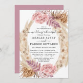 Gedroogd pampas gras bloemenbruiloft repetitie din kaart (Voorkant / Achterkant)