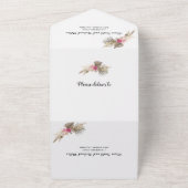 Gedroogd pampasgras, palmbladeren, rozen bruiloft all in one uitnodiging (Buitenkant)