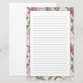 Gedroogd Roze Hibiscus Flowers Patroon Briefpapier (Voorkant / Achterkant)