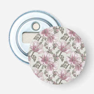 Gedroogd Roze Hibiscus Flowers Patroon Button Flesopener