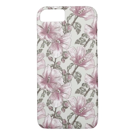 Gedroogd Roze Hibiscus Flowers Patroon Case-Mate iPhone Case (Achterkant)