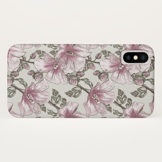 Gedroogd Roze Hibiscus Flowers Patroon Case-Mate iPhone Case (Achterkant (horizontaal))
