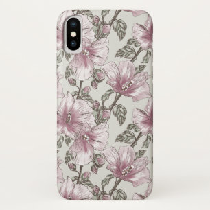 Gedroogd Roze Hibiscus Flowers Patroon iPhone X Hoesje
