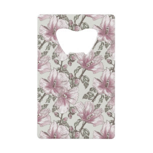 Gedroogd Roze Hibiscus Flowers Patroon Creditkaart Flessenopener