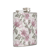 Gedroogd Roze Hibiscus Flowers Patroon Heupfles (Rechts)