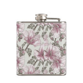 Gedroogd Roze Hibiscus Flowers Patroon Heupfles (Achterkant)