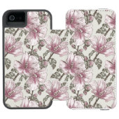 Gedroogd Roze Hibiscus Flowers Patroon Incipio iPhone Portemonnee Hoesje (Agenda Open)