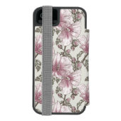 Gedroogd Roze Hibiscus Flowers Patroon Incipio iPhone Portemonnee Hoesje (Agenda Achterkant)