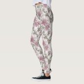 Gedroogd Roze Hibiscus Flowers Patroon Leggings (Links)