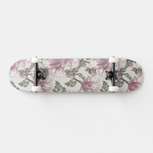Gedroogd Roze Hibiscus Flowers Patroon Persoonlijk Skateboard (Horizontaal)