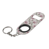 Gedroogd Roze Hibiscus Flowers Patroon Sleutelhanger Flessenopener (Voorkant Gekanteld)