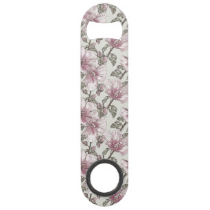 Gedroogd Roze Hibiscus Flowers Patroon Speed Flessenopener