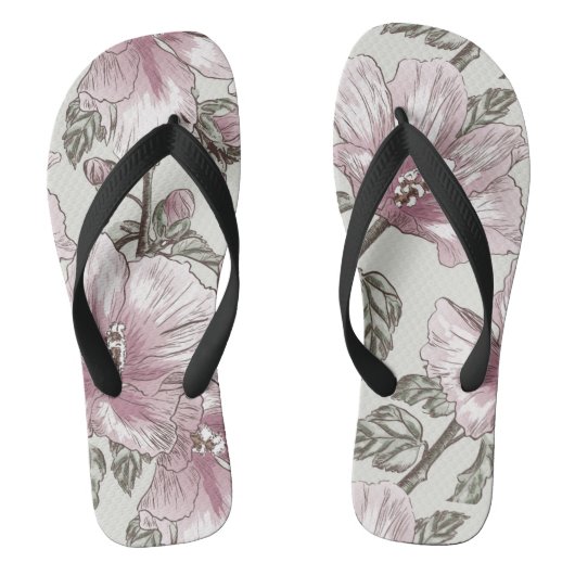 Gedroogd Roze Hibiscus Flowers Patroon Teenslippers (Voetbed)