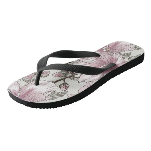 Gedroogd Roze Hibiscus Flowers Patroon Teenslippers (Schuin)