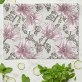 Gedroogd Roze Hibiscus Flowers Patroon Theedoek (Gevouwen)