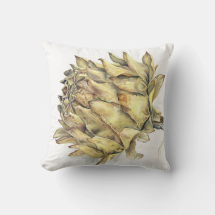 Gedroogde artisjok hart waterverf gouache kunst kussen