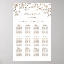 Gedroogde Baby's Breath Bruiloft Zitplaatskaart Poster
