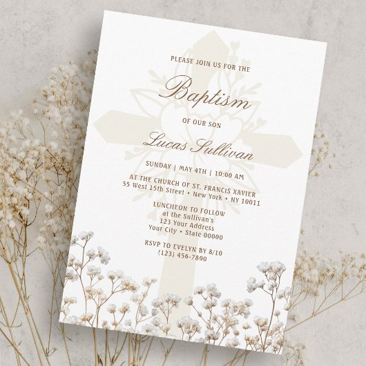 Gedroogde Baby's Breath Doop Uitnodiging