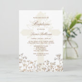 Gedroogde Baby's Breath Doop Uitnodiging (Staand voorkant)