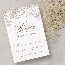 Gedroogde Baby's Breath Huwelijks RSVP Kaart