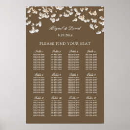 Gedroogde Baby's Breath op bruine stoelindeling vo Poster