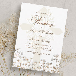 Gedroogde Baby's Breath Religieuze Trouwdag Kaart