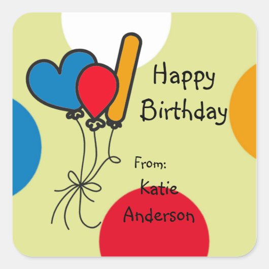 Gedroogde ballonnen, Bright Birthday Sticker (Voorkant)