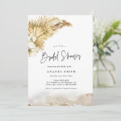 Gedroogde bladeren Pampas Grass Boho Beige Vrijgez Kaart (Staand voorkant)