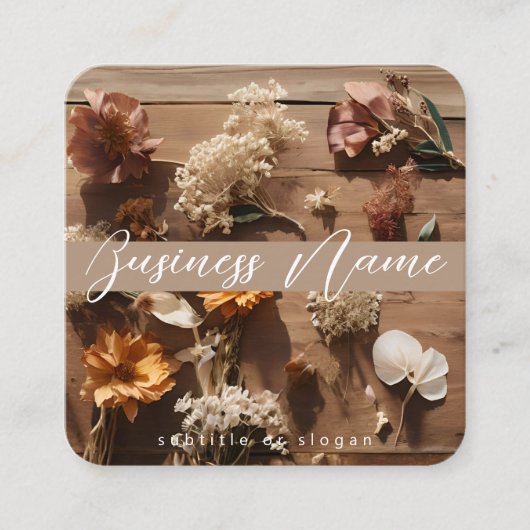 gedroogde bloem | Boho | esthetisch | Visitekaartj Vierkante Visitekaartje (Voorkant)