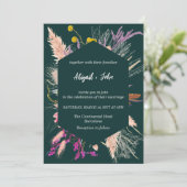 Gedroogde bloem geometrische rand donkergroene ach kaart (Staand voorkant)