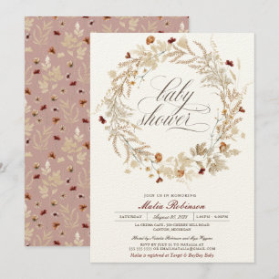 Gedroogde bloem wilde bloemen Herfst Baby Shower I Kaart