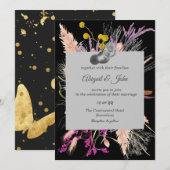 Gedroogde Bloem/ Zwart en Wit Bruiloft Kaart (Voorkant / Achterkant)