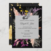 Gedroogde Bloem/ Zwart en Witte Bruiloft Kaart (Voorkant / Achterkant)