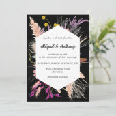 Gedroogde Bloem/ Zwart en Witte Bruiloft Kaart (Staand voorkant)