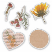 Gedroogde bloemen Ambachtelijk papier Collage lett Sticker (Voorkant)