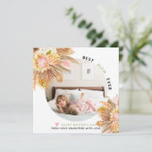 Gedroogde bloemen Beste mam ooit Moederdag foto Feestdagenkaart (Staand voorkant)