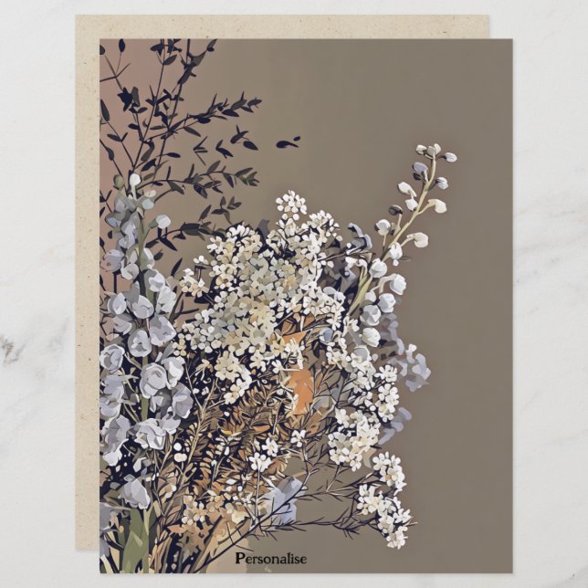 Gedroogde Bloemen Bladerdeeg  Scrapbook Paper (Voorkant / Achterkant)