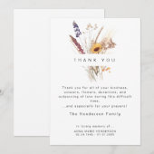 Gedroogde bloemen bloemenbegrafenis dank u bedankkaart (Voorkant / Achterkant)