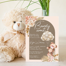 Gedroogde bloemen boho teddy berballonnen kaart
