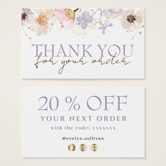 Gedroogde bloemen dank je korting op de kaart (Voorkant /achterkant)