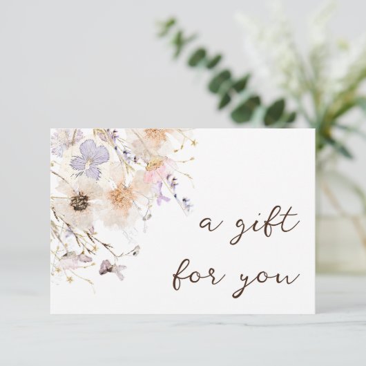 Gedroogde bloemen elegant cadeaubon (Staand voorkant)