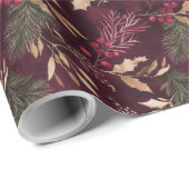 Gedroogde bloemen en goudkleurige bladeren cadeaupapier (Rol Hoek)