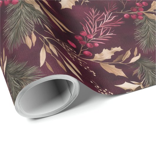 Gedroogde bloemen en goudkleurige bladeren cadeaupapier (Rol Hoek)