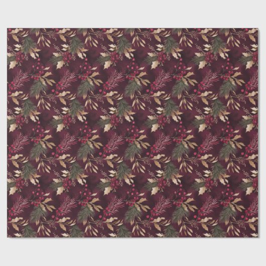 Gedroogde bloemen en goudkleurige bladeren cadeaupapier (Vlak)